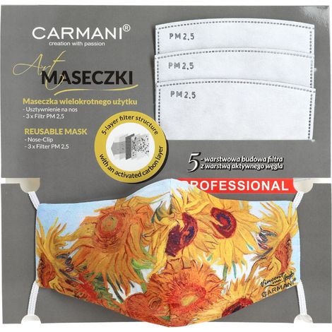 Mascarilla protectora con filtro - V. Van Gogh. Girasoles (carmani)