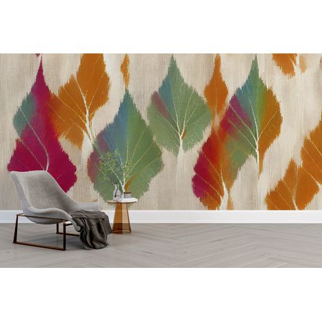 Papier peint nature - feuilles de palmier multicolores éclatantes - 150 x 250 cm (1/2)