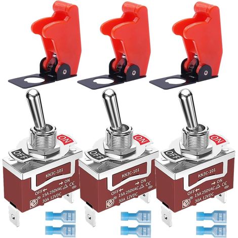 Couvercle de Sécurité Marine Interrupteur à Bascule 12VDC 20A Interrupteur à Bascule 250VAC 15A Heavy Duty SPST Allumé/éteint 2Broches pour Auto Car Truck Boat (1/5)