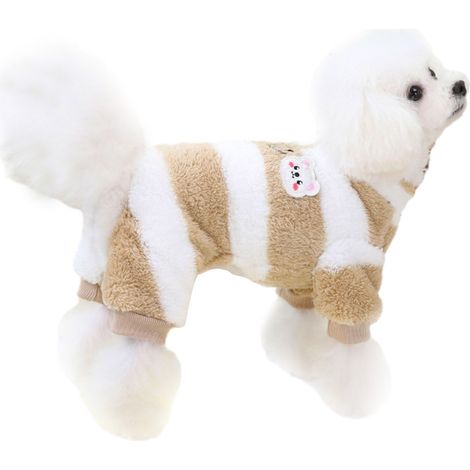 Pigiama per cani di piccola taglia, maglione invernale per cani con anello per guinzaglio, abbigliamento in pile per animali domestici, vestiti carini per cani (marrone)