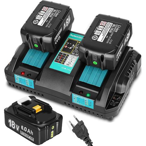 Chargeur rapide DC18RD + 2 batteries 18V 6Ah pour BL1860B BL1850 (1/4)