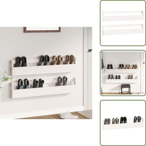 Estantes de pino - vidaXL Estantes zapatos de pared 2 uds madera pino blanco 110x9x23cm - Estantes para calzado