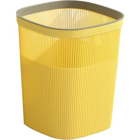 Poubelle - Plastique - 28 x 23 x 23 cm - Jaune - Pour Salle De Bain Bureau Cuisine - 1 Pièce (1/5)