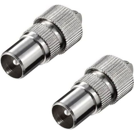 Connecteur Coaxial Mâle - Pour Antenne TV - Compatible Câble RF Freeview - Métal - Lot de 2 (1/2)