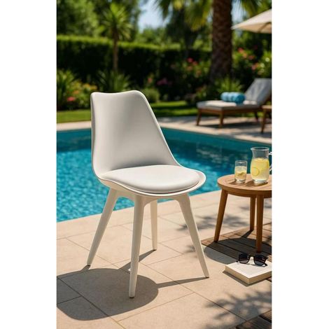 Orion91 boreal chair padded seat faux leather and legs white 48x43x82cm dining room office living room teleworking kitchen - spazioluzio (1/5)