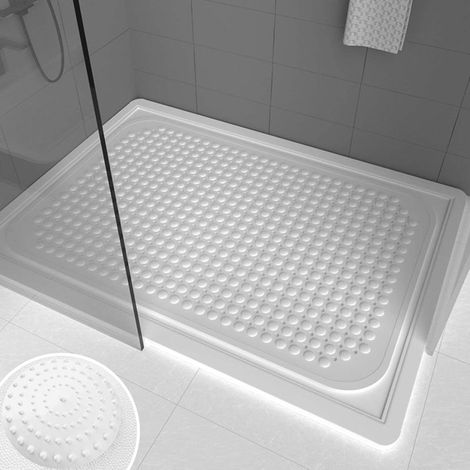 Tapis de douche antidérapant 88 x 58 cm en PVC durable avec ventouses robustes et massage des pieds pour baignoire et douche