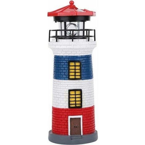 Lampe solaire décorative de style nautique, étanche IP44, veilleuse LED rotative pour jardin, terrasse ou allée (rouge) (1/4)