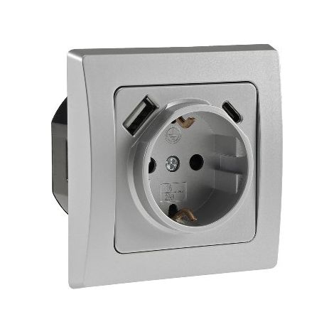 DELPHI Schutzkontakt-Steckdose, USB-C / PD, Unterputz (1/5)
