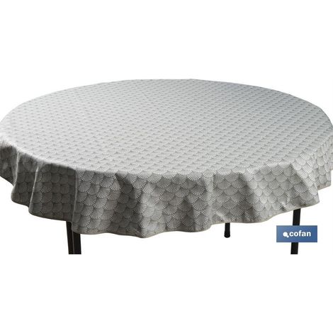 Runde, schmutzabweisende Harztischdecke aus Jacquard, Ø160 cm, 50 % Baumwolle, 50 % Polyester, grün