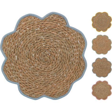 Set de table en paille pour assiette, forme de fleur, 37 cm, 1 pc.