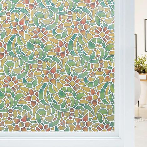 Film Pour Vitre Anti-Vue - Motif Rétro - PVC Étanche - Pour Salle De Bain Et Séjour - 50 x 200 cm (1/5)