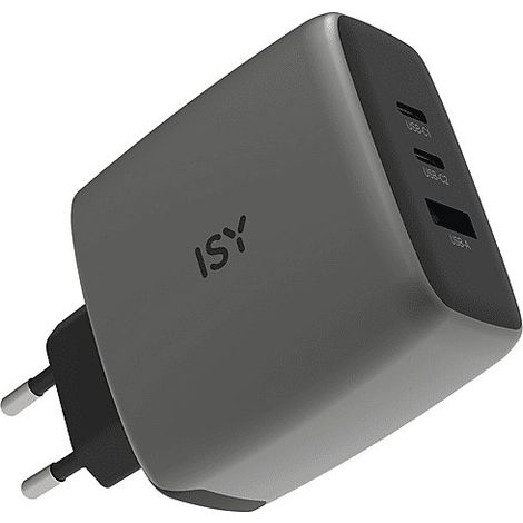 ISY GaN Ladegerät IAC-7100 100W 2x USB-C 1x USB-A Grau