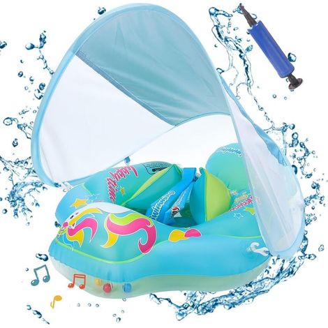 – Bouée gonflable pour bébé avec pare-soleil UPF50+ – Protection 360° – Flotteur piscine 6-36 mois – Design anti-renversement (1/5)