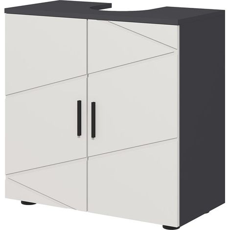 MOBILE SOTTOLAVABO BAGNO PER PIEDISTALLO CON ARMADIETTO 2 ANTE. 60X30X60CM. GRIGIO (1/5)