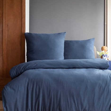 Literie Super Douce 2 pièces Housse de Couette 155x220 cm + taies d'oreiller 80x80 cm, 100% Microfibre brossée, Bleu (1/5)