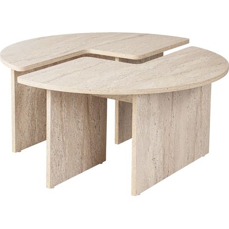 Table basse ronde modulable effet Travertin Ø90 cm - Alora