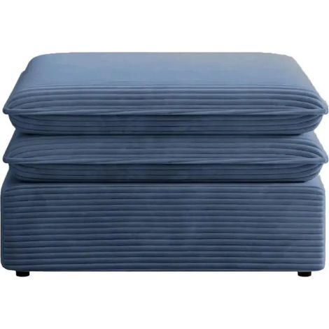 OSCAR POUF - Pouf en velours côtelé Bleu 70x70x43 (1/5)