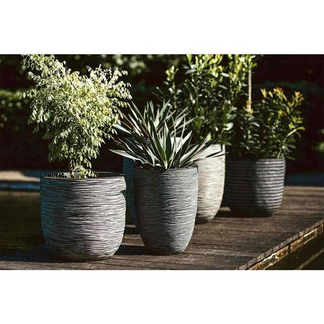 Pot de fleur boule - CAPI EUROPE - RIB NL - 35 x 34 cm - Anthracite (1/5)