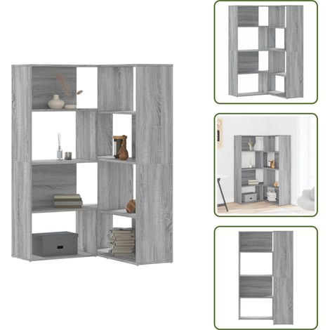 vidaXL Bibliothèque d'angle à 4 niveaux sonoma gris bois d'ingénierie (1/5)