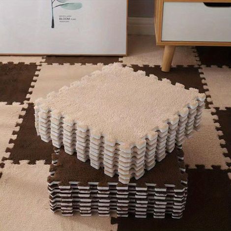 de tapis sol en mousse pelucheuse les carrés moquette offrent une protection antidérapante pour Ensemble 12 pièces (1/4)