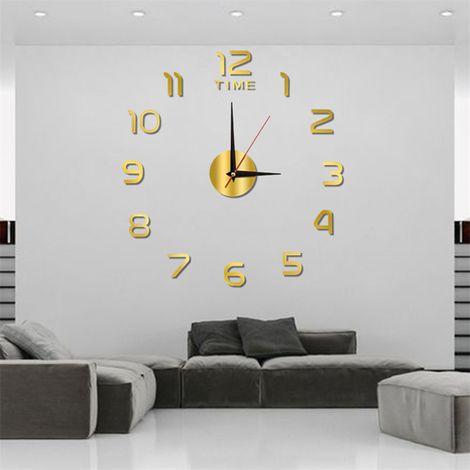Horloge murale numérique lumineuse silencieuse acrylique 40 cm couleur or,Horloge (1/5)