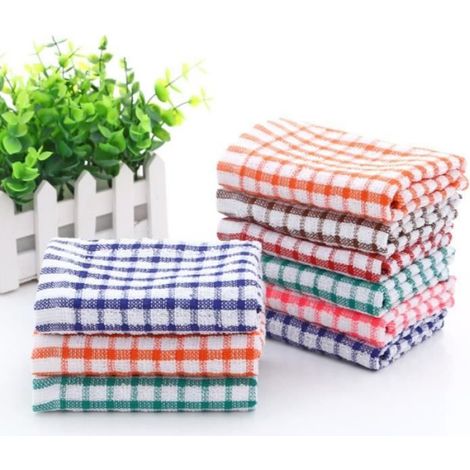 Lot de 6 Torchons de Cuisine 100% pur Coton Essuie-mains chiffon de nettoyage absorbant durable tendre 28 x 40cm (1/4)