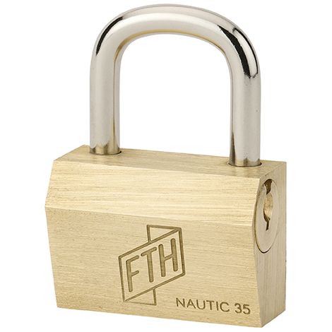 Cadenas FTH NT à clé, corps en laiton et anse en acier cémenté, ouverture latérale par clé, base de 35mm, 3 clés - FTH (1/5)