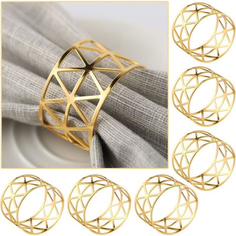 Set of 6 gold metal napkin rings for wedding parties, dinners, birthdays, Christmas table decorations (1/5)
