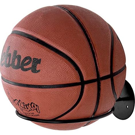 Support mural pour ballons de basket, noir, gain de place pour garage, noir (1/3)