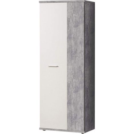 Meuble à chaussure 2 portes décor béton et blanc - CLASS (1/5)