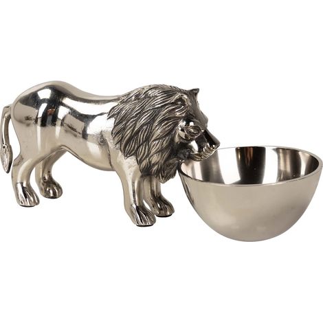 Bol à goûter Lion en aluminium argenté 31 x 12 x 12 cm