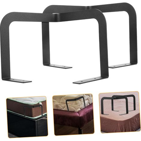Ensemble de 2 supports fixation matelas antidérapants en fer noir, (1/5)