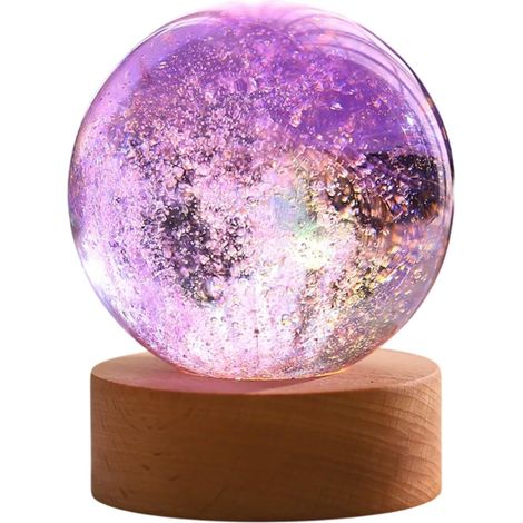 Lampe spatiale, lampe galaxie avec base en bois, 4 cm (boule), lampe de nuit lune, veilleuse constellation colorée, lumière spatiale LED pour chambre à coucher (1/5)