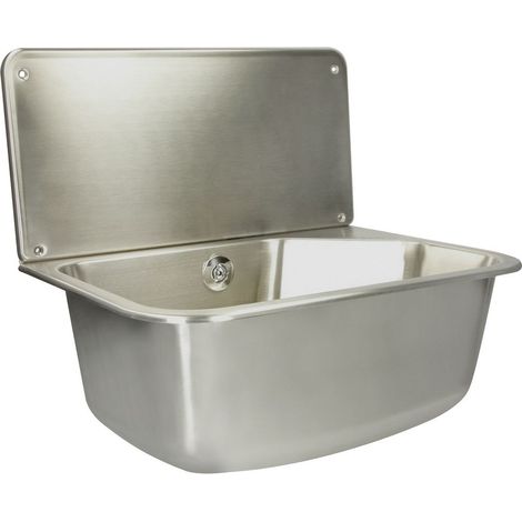 Evier universel inox avec surface écoulement 490x470x360mm avec trop-plein