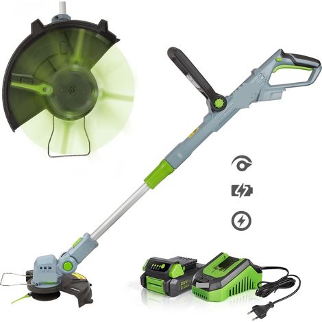 Tondeuse à Gazon électrique 20V 2000mAh Li-ION Coupe-Herbe sans Fil dégagement Automatique Coupe-chaîne élagage Outil de Jardin 20PC Lames (1/5)