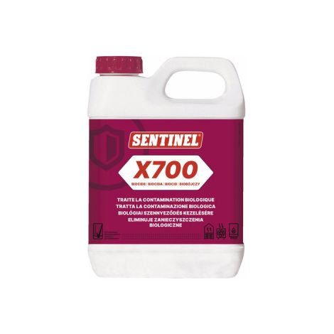 Sentinel – Biocide X700 1L – Dégazeur et désemboueur avec filetage plomberie – Pour chantiers humides et espaces confinés