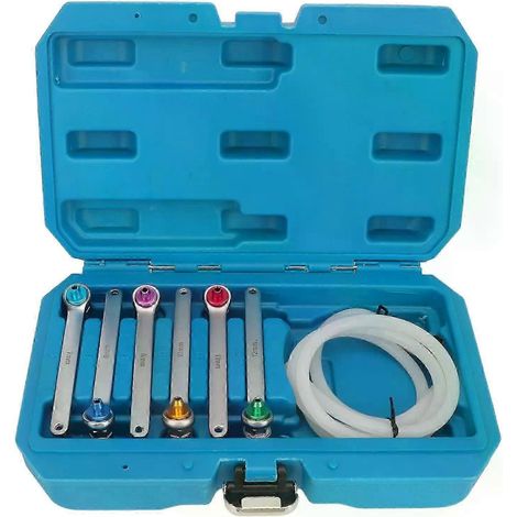 Clés de purge de freins anti-retour, outil de purge avec tuyau en silicone de 7 à 12 mm et boîte de rangement, compatibles avec les camionnettes (JXLGV). (1/5)