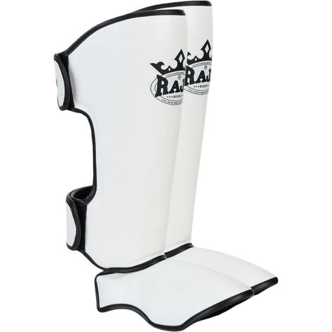 Protectores de espinilla y pie de piel sintética Raja, color blanco, talla M. (1/5)