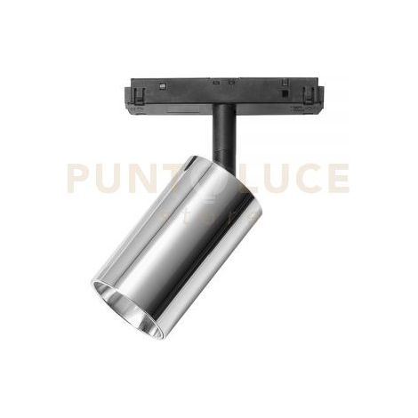 MODENA SP/G - FARETTO PROIETTORE REGOLABILE CROMO PER BINARI 48V INCASTRO MAGNETICO LED 3000K 970LM 15W