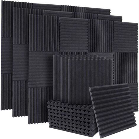 BARKBUSTERS 50 PièCes Panneaux Insonorisants en Mousse InsonoriséE Acoustique D'Isolation Phonique Cale pour Murs de Studio Plafond, 1X12X12 Pouces (1/4)