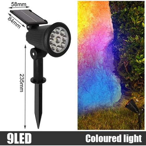 (4PCS-RGB) Projecteur solaire orientable à 9 LED, étanche IP65, pour éclairage paysager et mural extérieur (1/5)