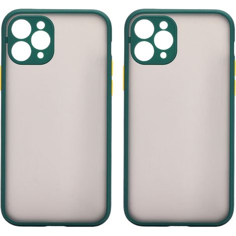 Coque texturée givrée, semi-transparente et résistante aux chutes pour Apple iPhone 11 Pro avec boutons colorés. (1/5)