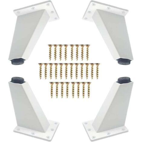 Lot de 4 pieds de meuble Ulisem, pieds de meuble inclinés en aluminium, pieds de remplacement pour canapé, armoire, commode, table, vis de montage incluses, blanc, 80 mm (1/4)