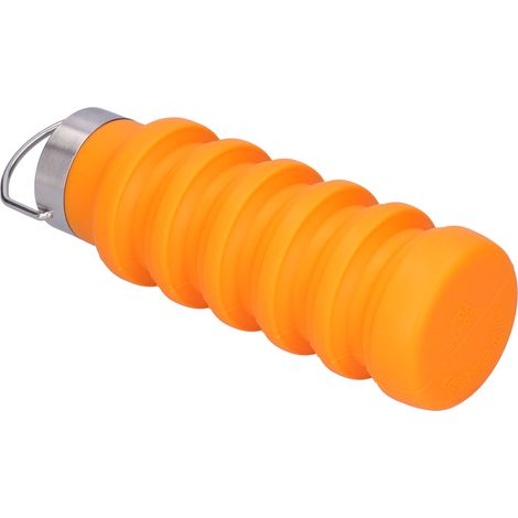 500 ml faltbare Silikon-Wasserflasche mit Edelstahldeckel, orangefarbener Reisebecher für Wandern und Camping (1/5)
