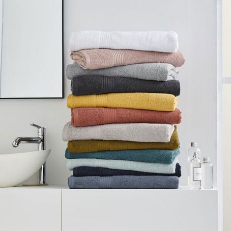 Drap de bain uni ESSENTIAL - - Bleu marine 70x130 cm (1/4)