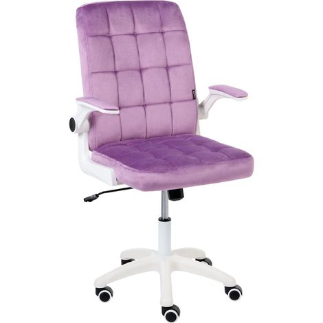 Chaise de Bureau en Velours Hauteur Réglable Dossier Inclinable Pivotante Violette Dandy (1/5)