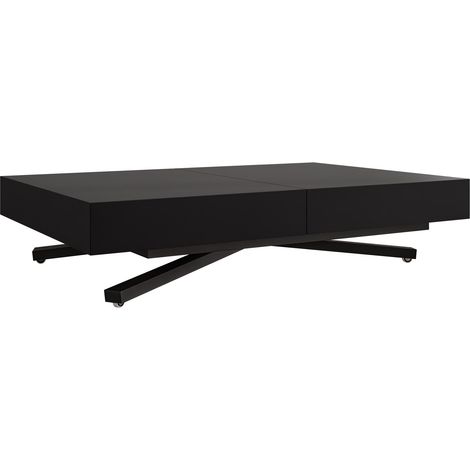 Mesa de centro convertible Oswego 176, Negro, 27x80x120cm, Diámetro: 0, Aglomerado laminado, Angular