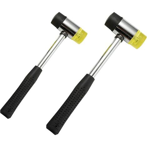 2 pcs Marteau en Caoutchouc,Marteau en Caoutchouc Antidérapant, Marteau de Nylon Double Tête Remplaçable,Marteau en Caoutchouc pour Bijoux / Carrosserie / Artisanat en Cuir (25mm et 40mm)， (1/5)