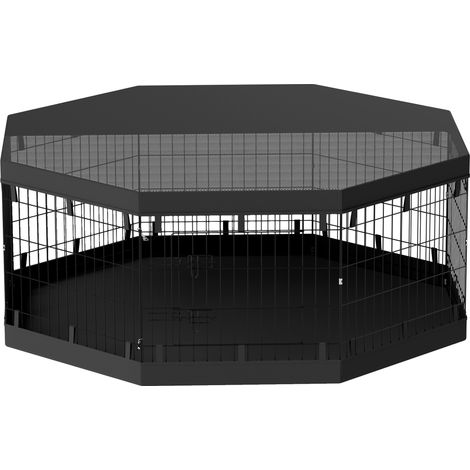 Parc pour chien enclos intérieur 8 panneaux pliables avec porte acier 61x61 cm noir pour chiots (1/5)