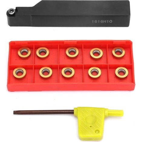 SRAPR1616H10 Utensile per tornitura CNC, portautensili per tornitura ad arco circolare in metallo duro, inserto per tornitura RPMT10T3MO (con chiavetta), utensile da taglio CNC. (1/5)